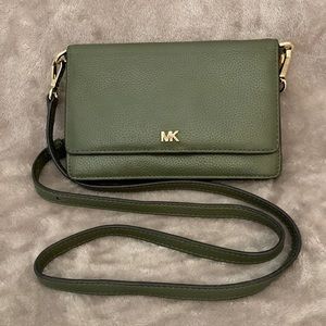 COPY - Michael Kors Leather Phone Crossbody Wallet - Olive